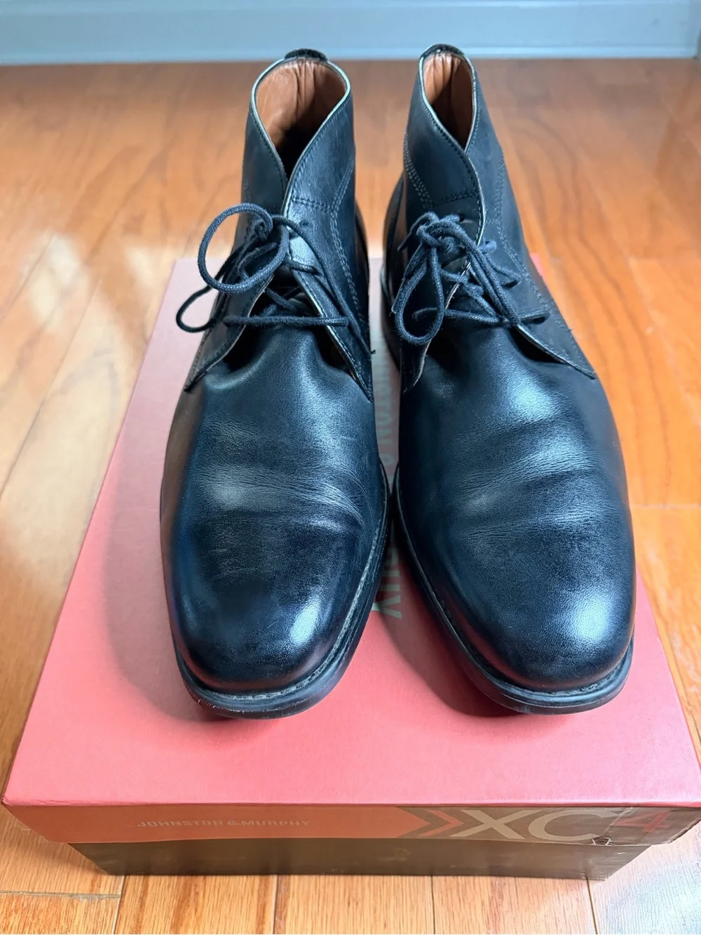 Johnston & Murphy Black Leather Chukka Boots